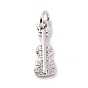 Brass Micro Pave Cubic Zirconia Charms, with Jump Ring, Violin Charm, Musical Instrument Charm