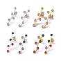 Cubic Zirconia Leafy Branch Stud Earrings, 304 Stainless Steel Jewelry for Women