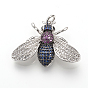 Brass Micro Pave Cubic Zirconia Pendants, with Jump Rings, Fly