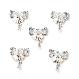 Colgantes de diamantes de imitación de aleación de chapado en rack, con vidrio, sin plomo y cadmio, encantos del bowknot