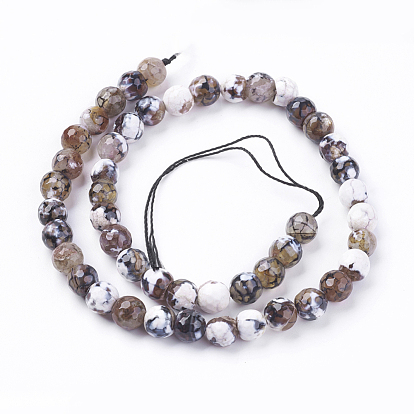 Naturelles feu crépitent agate perles brins, ronde, teint, 8mm, Trou: 1mm, Environ 47 pcs/chapelet, 15.35 pouce