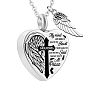 Ожерелье с подвеской в виде сердца и крыла, крест со словом 316l мемориальные украшения из нержавеющей стали для мужчин и женщин