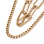 304 Stainless Steel Double Chains Multi Layered Necklace for Women