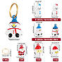 CHGCRAFT 7Pcs 7 Style Christmas Theme Baking Painted Brass Bell Pendants, , with 7Pcs 304 Stainless Steel Split Rings, Snowman & Father Christmas