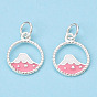 925 Sterling Silver Enamel Charms, with Jump Ring, Volcano