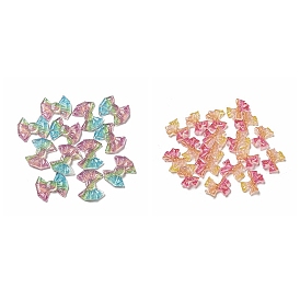 Luminous Transparent Resin Decoden Cabochons, Glow in the Dark Bowknot with Glitter Powder