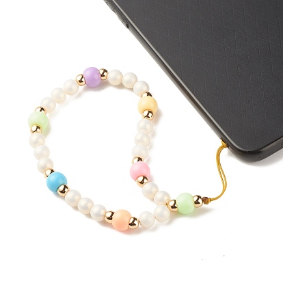 Acrylic Mobile Phone Straps, with Electroplate Non-magnetic Synthetic Hematite Beads and Nylon Thread