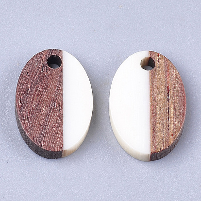 Resin & Walnut Wood Pendants, Oval