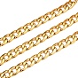 Men's Gold Cuban Link Chains, Chunky Chains, 304 Stainless Steel Chains, Unwelded, with Spool