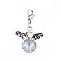 Alloy Pendants, with Faceted Glass Beads and 304 Stainless Steel Lobster Claw Clasps, Wing
