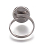 304 componentes de anillos de dedo de acero inoxidable, fornituras base de anillo almohadilla, oval