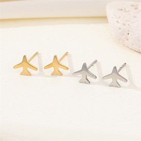 Stainless Steel Minimalist Airplane Earrings for Women Girls