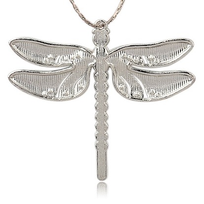 Alloy Enamel Dragonfly Big Pendants, with Crystal Rhinestone, Platinum