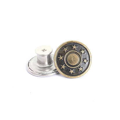 Alloy Button Pins for Jeans, Nautical Buttons, Garment Accessories, Round with Star
