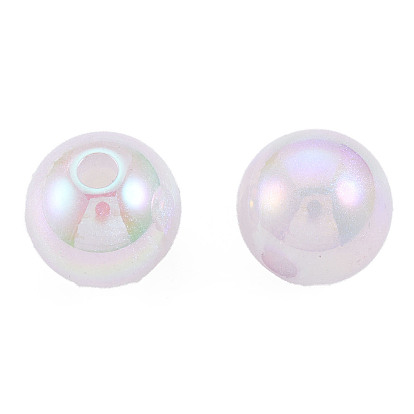 Perlas de acrílico chapadas en arco iris iridiscentes, perlas de brillo, rondo