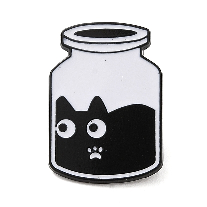 Liquid Cat with Bottle/Box/Pan Enamel Pins, Black Alloy Badge for Backpack Clothes