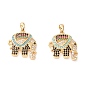 Brass Micro Pave Colorful Cubic Zirconia Pendants, Long-Lasting Plated, Lead Free & Cadmium Free & Nickel Free, Elephant