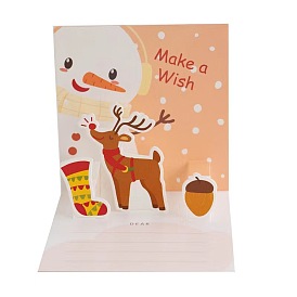 Thème de Noël 1 Enveloppe en papier PC et 1 Jeu de cartes de vœux contextuelles PC 3 D, avec autocollant d'étanchéité 1pc
