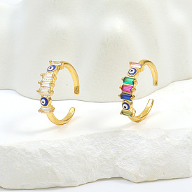 Geometric Adjustable Ring with Micro Inlaid Colorful Zircon for Women