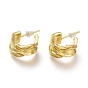 Brass Half Hoop Earrings, with Steel Pin and Plastic Ear Nuts, Long-Lasting Plated, Textured