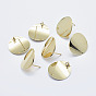 Brass Stud Earring Findings, with Loop, Long-Lasting Plated, Real 18K Gold Plated, Nickel Free, Flat Round