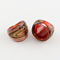 Handmade Gold Sand and Silver Foil Lampwork Wide Band Rings, 17~19mm, about 12pcs/box
