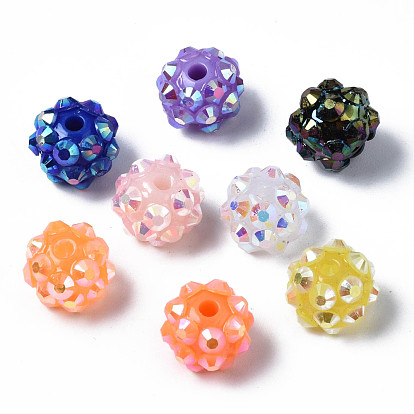 Chunky Resin Rhinestone Bubblegum Ball Beads, Round