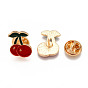 Alloy Enamel Brooches, Enamel Pin, with Brass Butterfly Clutches, Cherry, Light Gold, Cadmium Free & Nickel Free & Lead Free