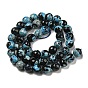 Faceted Round Dyed Natural Fire Crackle Agate Beads Strands, 8mm, Hole: 1mm, about 47~49pcs/strand, 14 inch ~15 inch