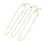 3 piezas 3 collares de cadena de eslabones con cuentas de concha natural de estilo con cadenas de cable doradas de latón, corazón y estrella y cruz