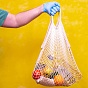 Cotton Woven Mesh Tote Bag, Portable Reusable Grocery Bags