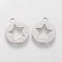 201 Stainless Steel Pentacle Charms, Flat Round with Star