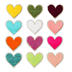 Towel Embroidered Patch, Love Heart Embroidery Chenille Appliques, Iron-on Clothing Apparel Decoration