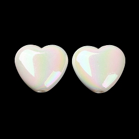 AB Color Plated Rainbow Acrylic Beads, Heart