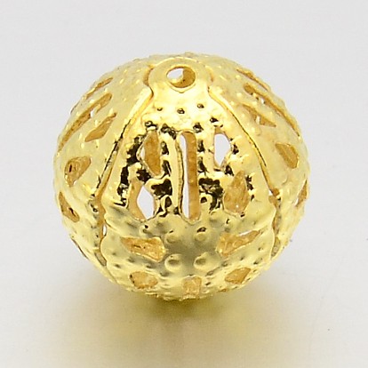 Mixed Style Iron Filigree Beads, Filigree Ball, Round, 6~16mm, Hole: 0.5~1mm