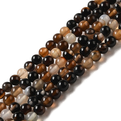 Dyed Black Agate Round Bead Strands