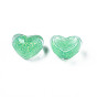 Translucent Acrylic Cabochons, with Glitter Powder, Heart