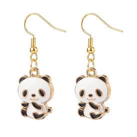 Panda Alloy Enamel Dangle Earrings, Brass Jewelry for Women