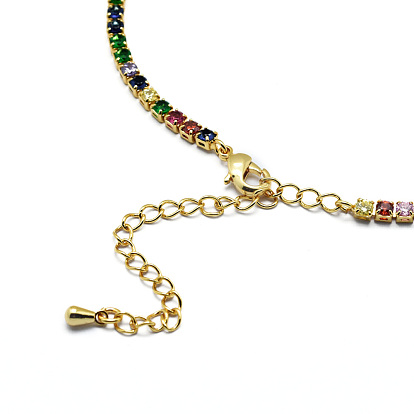 Латунные теннисные ожерелья, с цепочками из кубического циркония и застежками из лобстера
