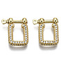 Brass Micro Pave Clear Cubic Zirconia D-Ring Anchor Shackle Clasps, for Bracelets Making, Nickel Free, Rectangle