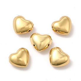 Rack Plating Eco-Friendly Brass Beads, Long-Lasting Plated, Lead Free & Cadmium Free, Heart