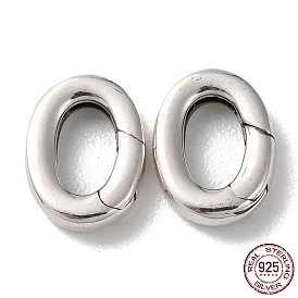 925 Thailand Sterling Silver Spring Gate Rings, Oval
