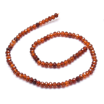 Natural Orange Garnet Beads Strands, Faceted, Rondelle