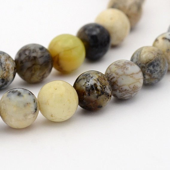 Natural Moss Agate Round Bead Strands