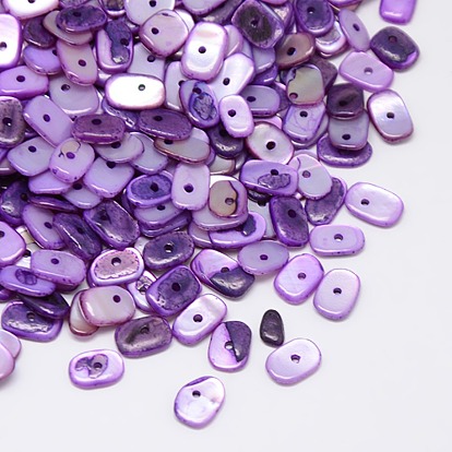 Dyed Natural Freshwater Shell Chips Beads, 7~10x5~7x1~4mm, Hole: 1mm, about 2600pcs/500g