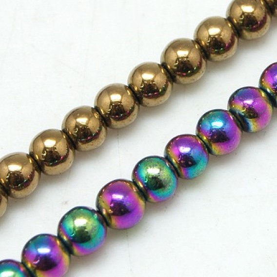 Non-magnétiques perles d'hématite synthétique brins, ronde, Trou: 1mm, 15.7 pouce