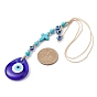 Décorations de pendentif mauvais œil en résine bleue, Ornement œil porte-bonheur turquoise synthétique en forme de croix avec perles de verre
