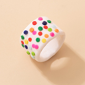 Bague commune géométrique colorée en argile douce bonbon, bijoux à bague unique à la mode