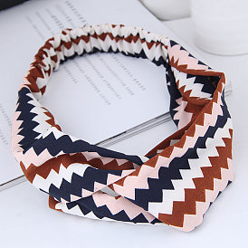 Sweet Checkered Pattern Cross Elastic Headband for Women
