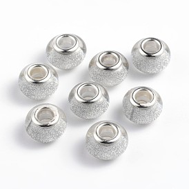 Бусины из смолы европейского стиля с большим отверстием , с серебряного цвета латуни двойные сердечники, рондель, 14x9 мм, отверстие : 5 мм